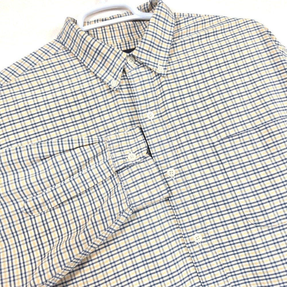 Abercrombie Fitch Button Shirt Mens L Yellow Plaid Preppy Y2K 90s Dad Church - Picture 2 of 16